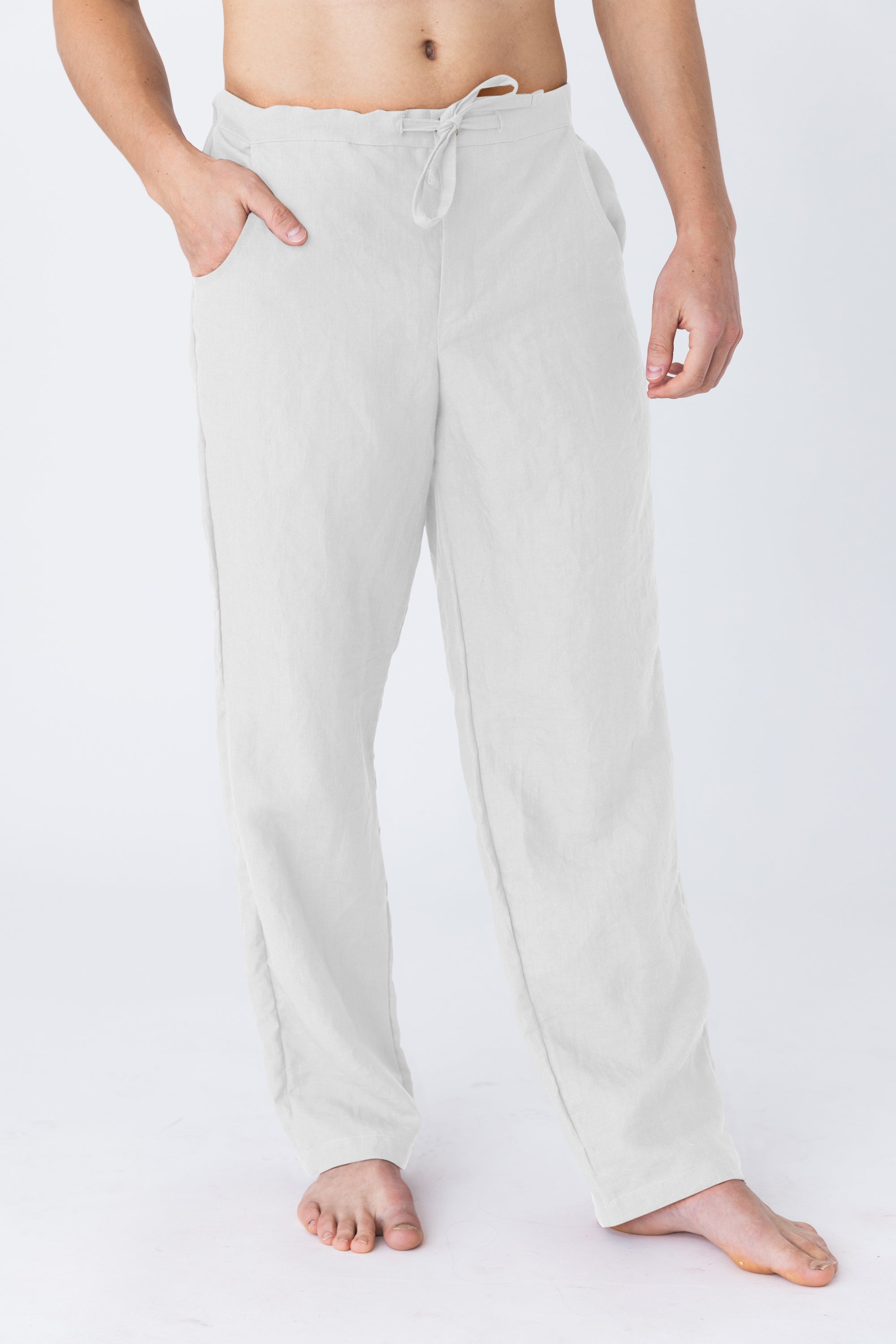 Casual linen trousers white | Linenshed