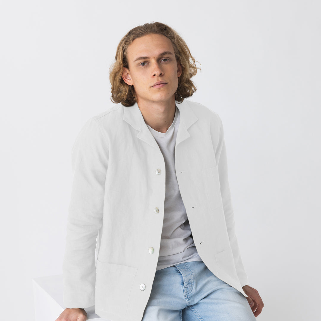 Linen casual jacket white Linenshed