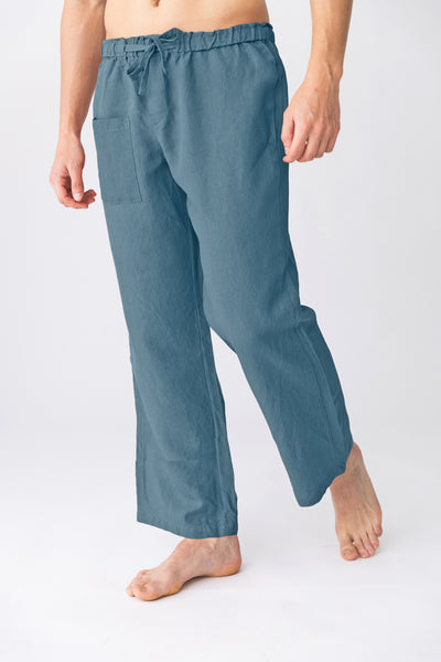 Pantalon de pyjama en lin “Ronaldo”Bleu Francais #colour_bleu-francais