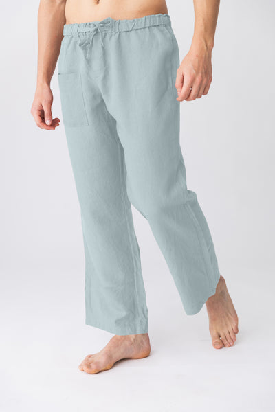 Pantalon de pyjama en lin “Ronaldo” Bleu Glacier #colour_bleu-glacier