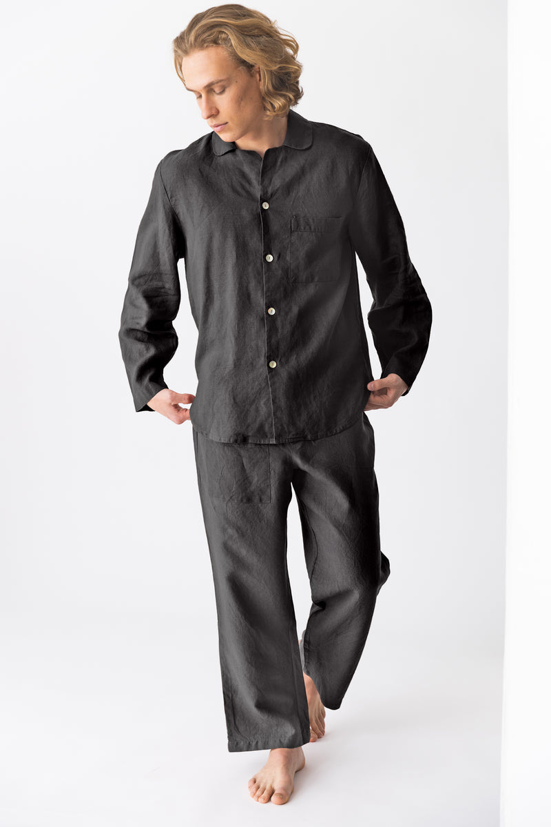 Pyjama en lin pour homme “Ronaldo” Encre Noire 