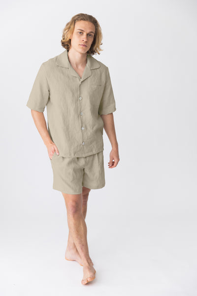 Pyjama en lin à manches courtes “Emanuel” Naturel #colour_naturel