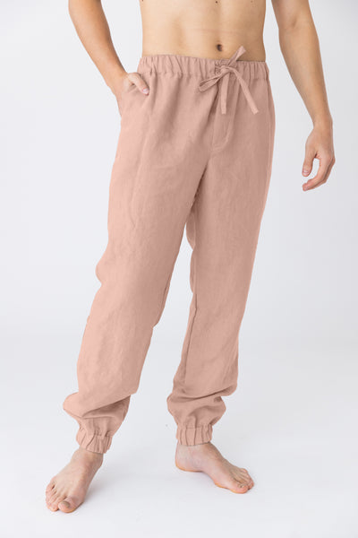 Pantalon en lin lavé “Gael” Vieux Rose #colour_vieux-rose