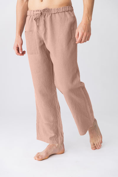 Pantalon de pyjama en lin “Ronaldo” Vieux Rose #colour_vieux-rose