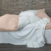 Pure Linen Duvet Cover in Two Tones Salmon/Optic White