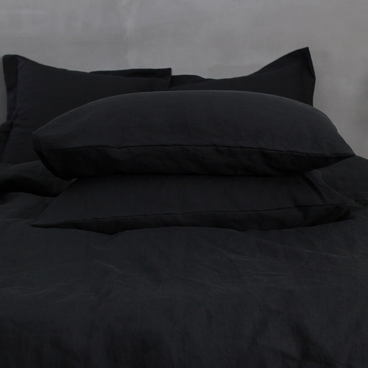 Housewife Linen Pillowcases in Jet-Black - Linenshed