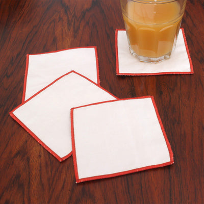 Lot de 4 sous verres en lin lavé #colour_blanc-optique