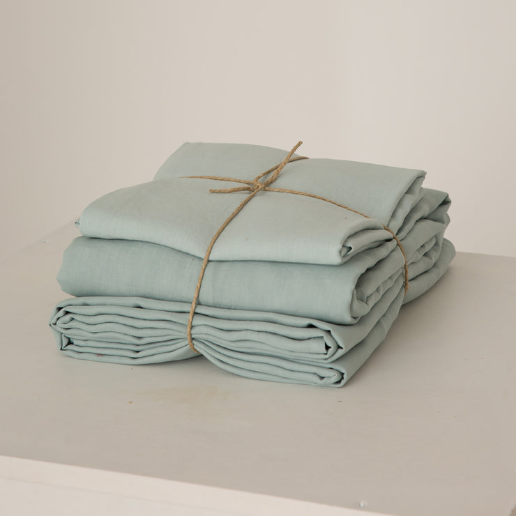 100 % Linen Sheets Set Icy Blue - Linenshed