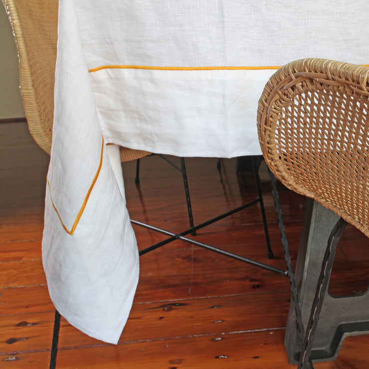 100% linen tablecloth with bourdon border - Linenshed