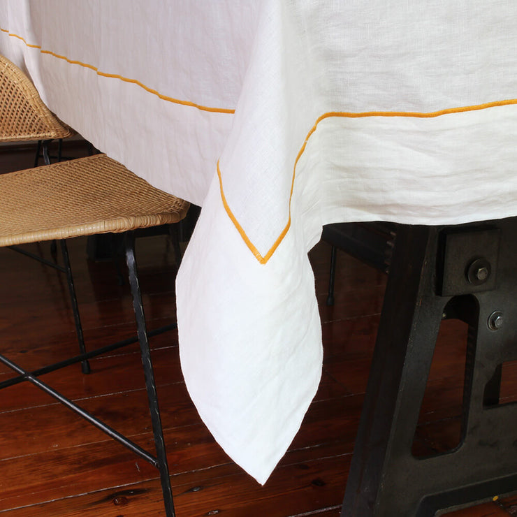 linen tablecloth with bourdon border - Linenshed