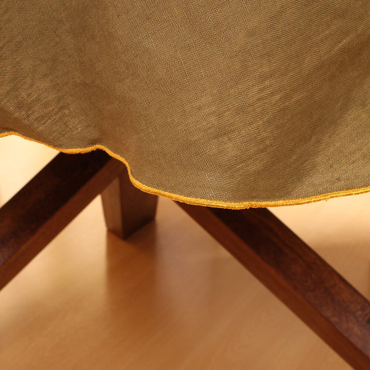 Bourdon Edge Linen Tablecloth Closeup - Linenshed