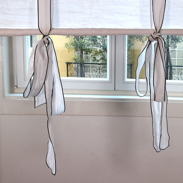 Lower tie on Bow Ties Linen curtains optic white