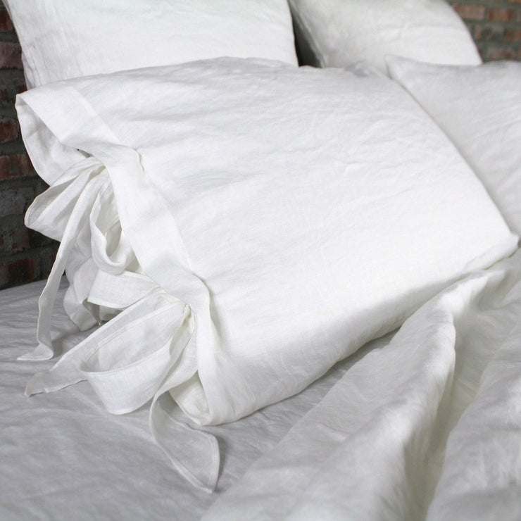 Linen Pillowcases with Bow Ties Optic White