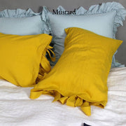Linen Pillowcases with Bow Ties Curry