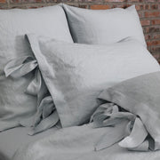 Linen Pillowcases with Bow Ties Stone Grey