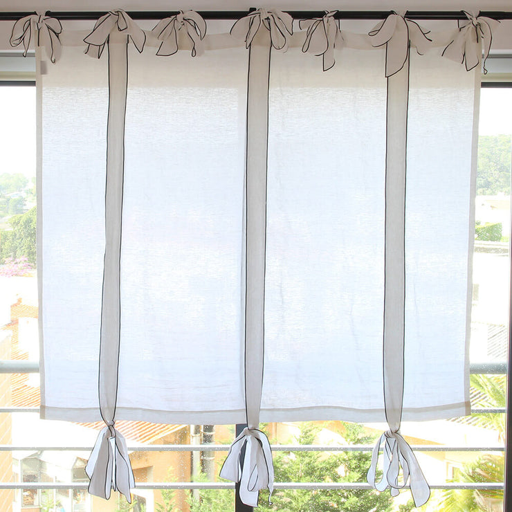 Bow Ties Pure Washed Ready Made Linen Curtains