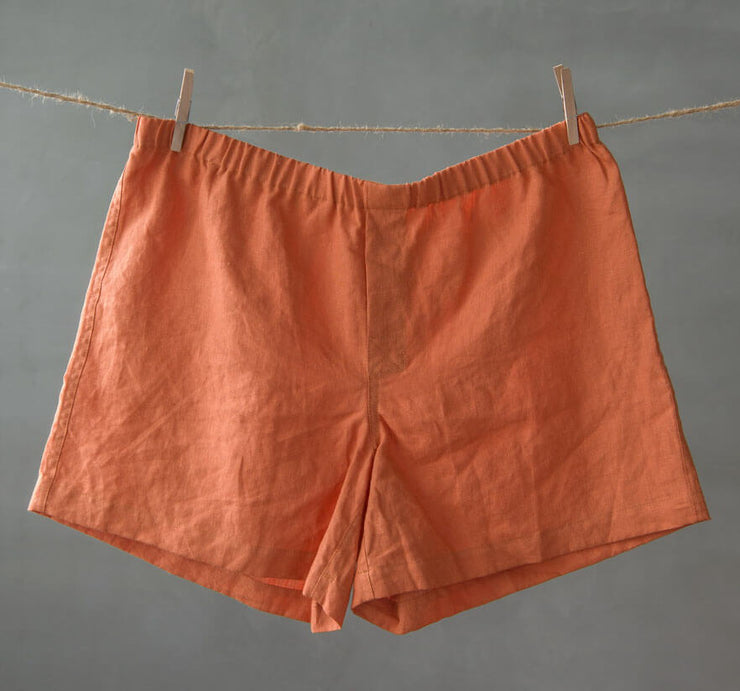 100% Linen Boxer shorts Coral