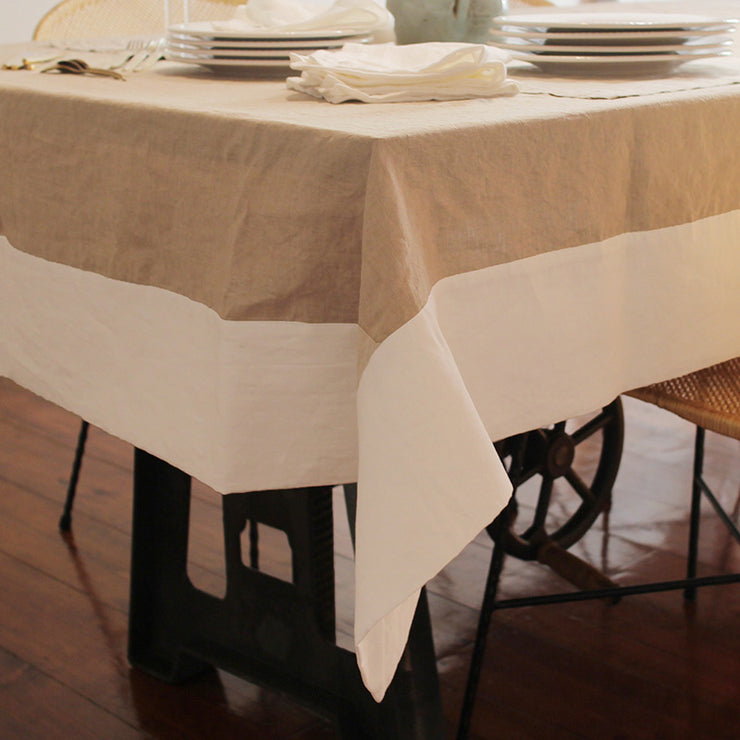 LINEN TABLECLOTH WITH CONTRASTED BORDER - LINENSHED