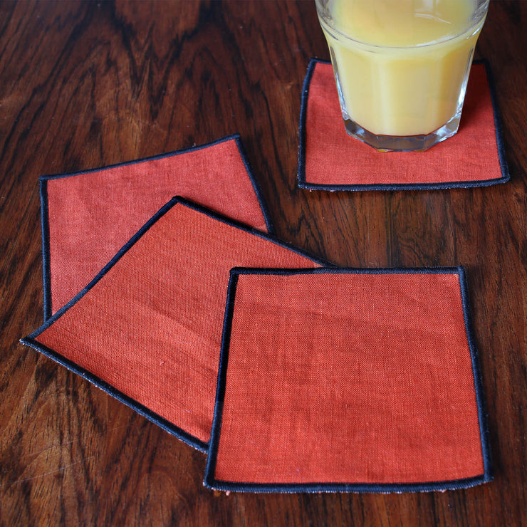 Set of 4 washed linen coasters