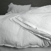 Frayed Edge Duvet Cover Button Closure - Linenshed