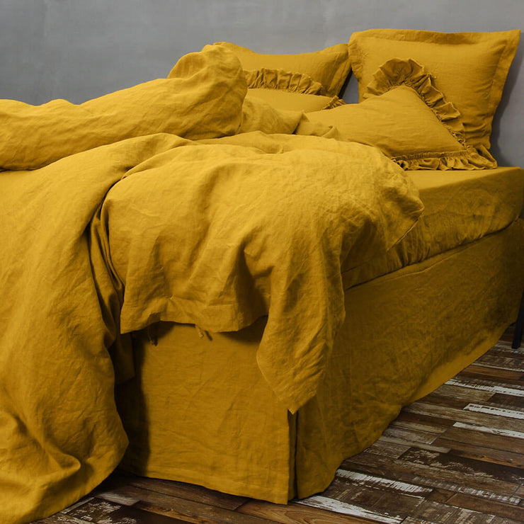 Washed Linen Bedding Set Mustard 02