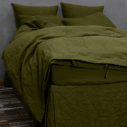 Linen Bedding Set Green Olive