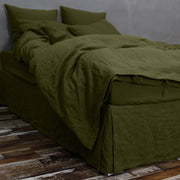 Green Olive Linen Duvet Cover set