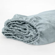 Linen Fitted Sheet Icy Blue