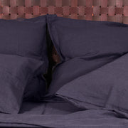 Flanged Linen Pillowcases (set of 2) Night Blue