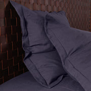 Flanged Linen Pillowcases (set of 2) Night Blue