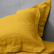 Flanged Linen Pillowcases Mustard 02