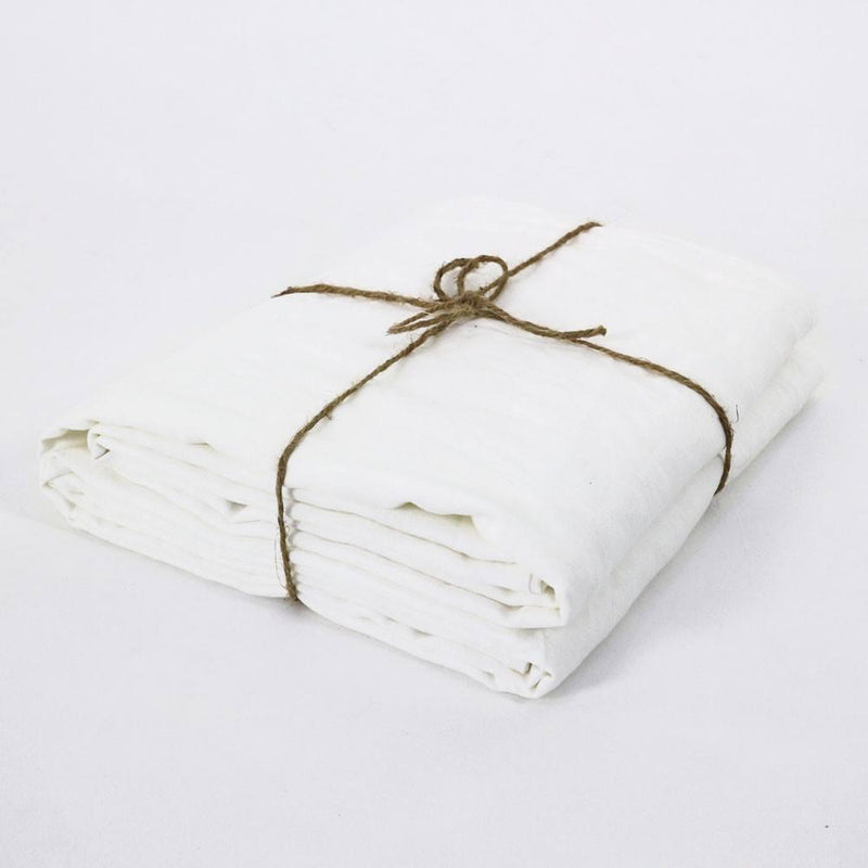 drap plat en lin blanc