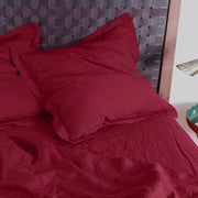 Flanged Linen Pillowcases (set of 2) Burgundy