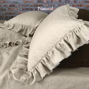 Pure Linen Frayed Edged Pillowcases Natural