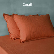 Frayed edge pillowcases Coral