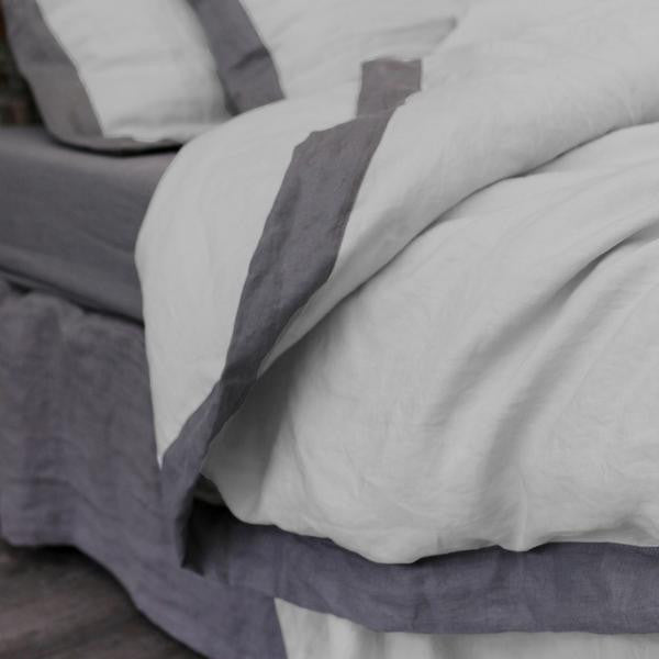 French color Border Duvet Cover Stone Grey-Lead Grey 03
