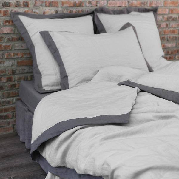 French color Border Duvet Cover Stone Grey-Lead Grey 02