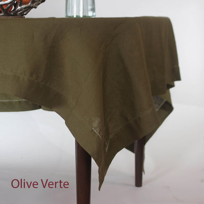 Nappe en lin ajouré (ronde sur mesure)#colour_olive-verte