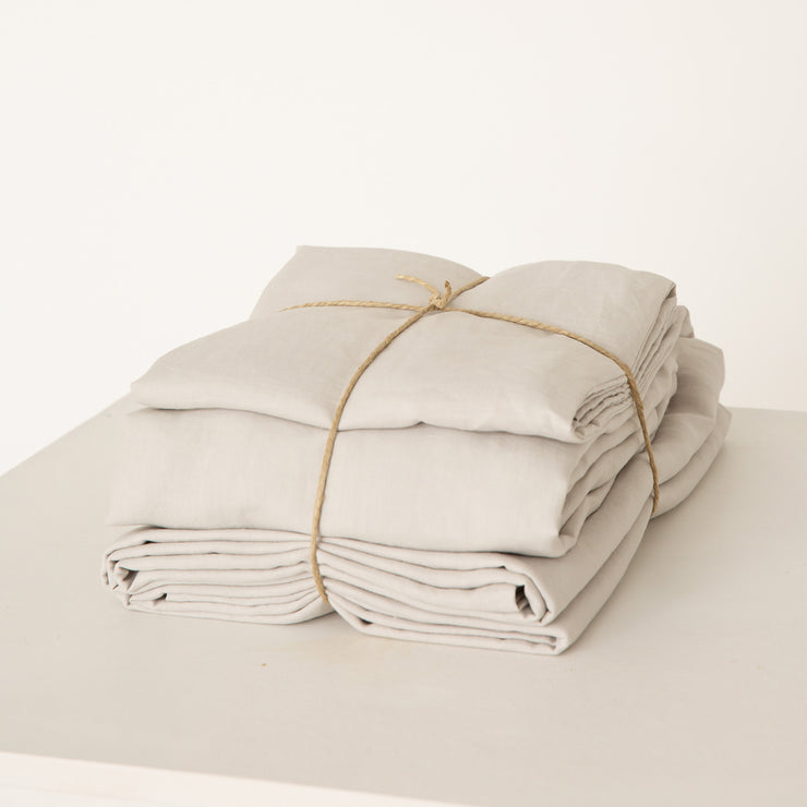 100 % Linen Sheets Set Stone Grey - Linenshed