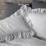 Pure Linen Frayed Edged Pillowcases Stone Gray