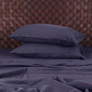 Simple Linen Pillowcases Pair Night Blue