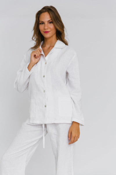 Ensemble de  Pyjama en lin #colour_blanc-optique