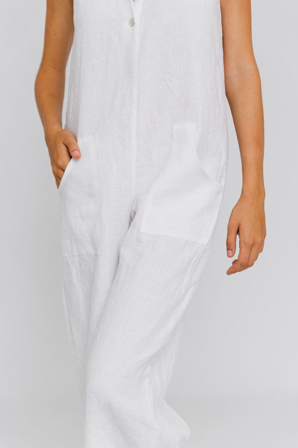 "Ema" casual washed linen jumpsuit
