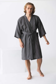 Long soft linen robe “Nelson”