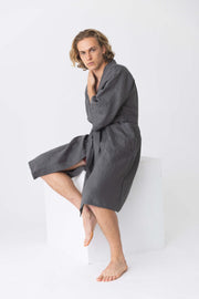  Long washed linen bathrobe “Nelson”