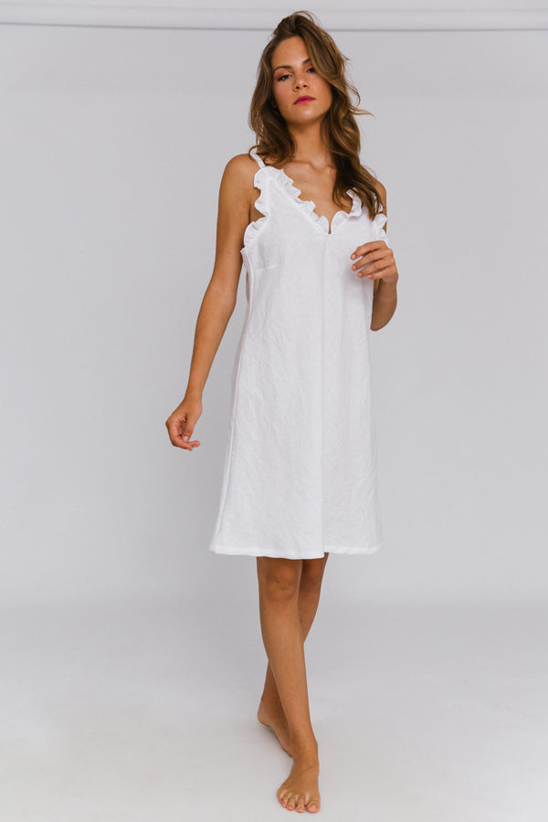 Feel good while sleeping at night with our Carla'' Ruffled Nighty