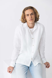 Shirt jacket in washed linen "Cristiano"
