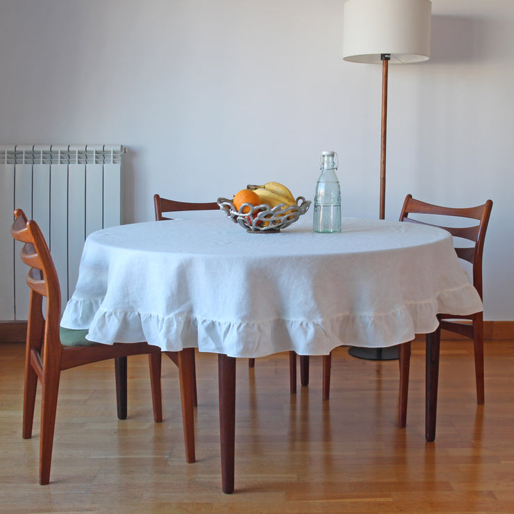 Circular washed linen tablecloth - Linenshed