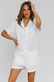 Casual Washed Linen Romper "Nara"