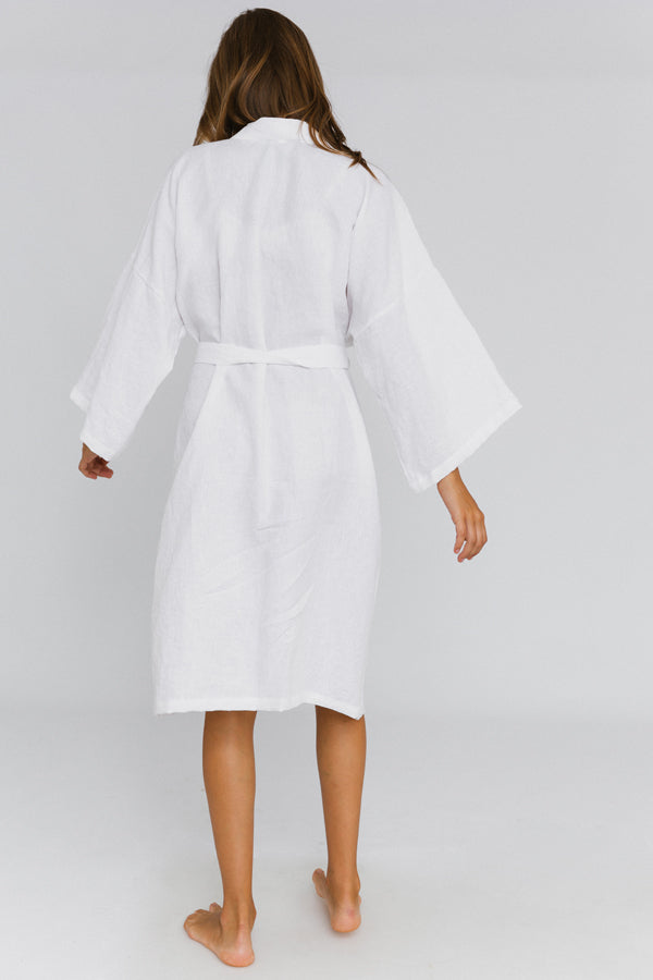 Linen Kimono Style bathrobe back